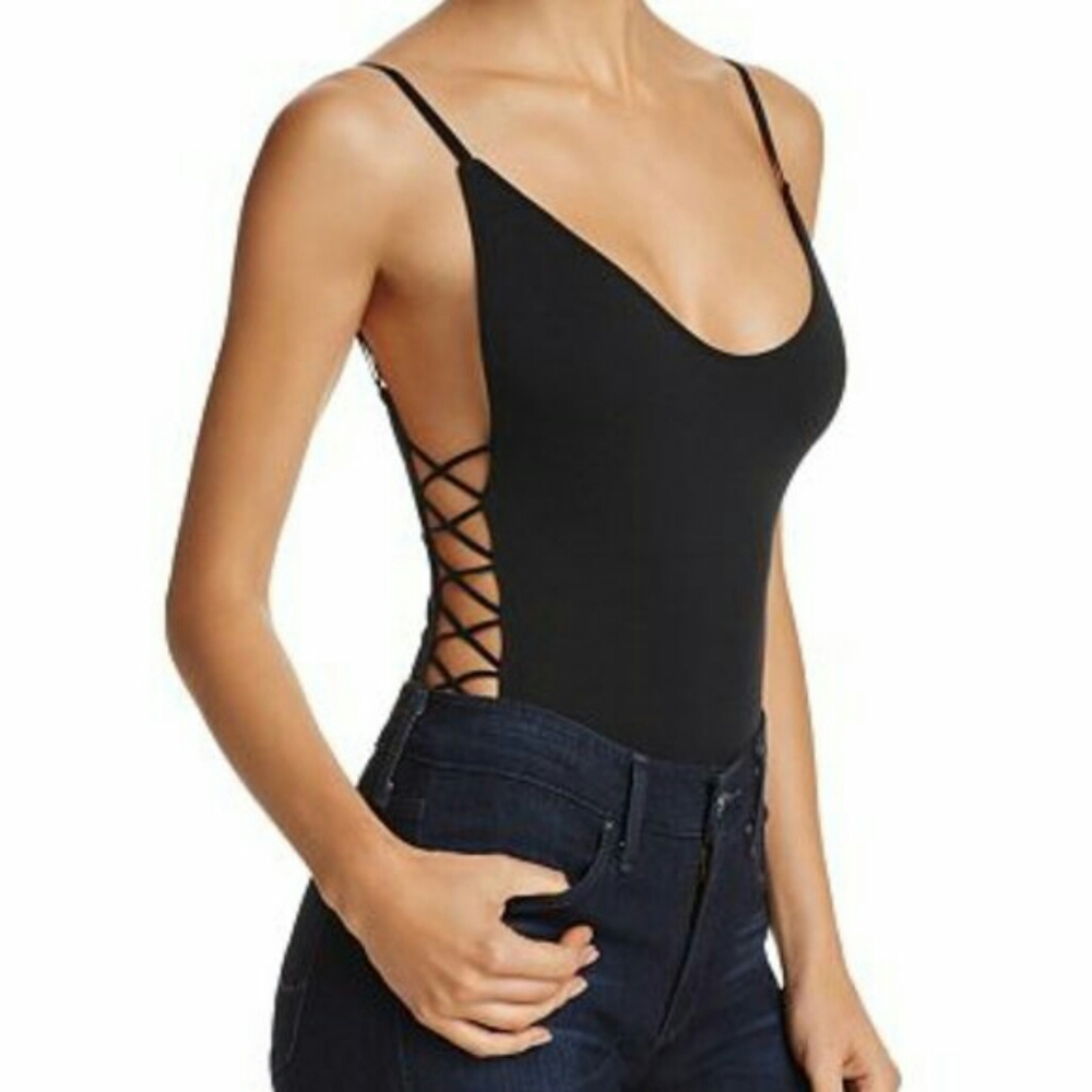 Sam Edelman Black Strappy Bodysuits Tops S6218